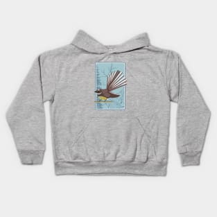 Fantail New Zealand Bird Kids Hoodie